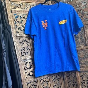 Hanes Royal Blue Seinfeld x NY Mets Logo Short Sleeve Tee